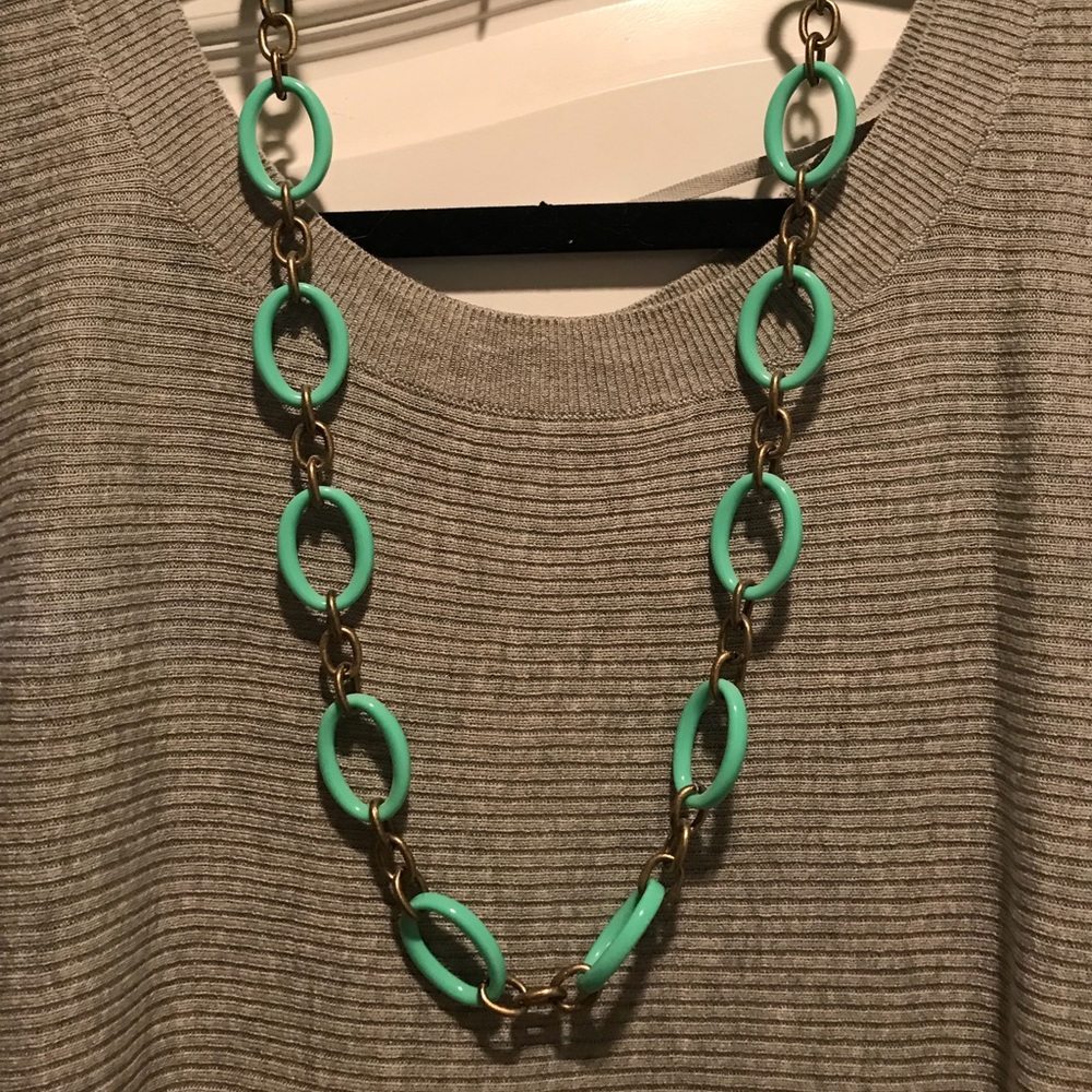 J Crew turquoise colored oval loop necklace